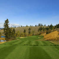 A view of the fairway and green from the 11th tee at The Rise Golf Club