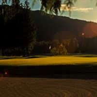 Sunset over hole #9 at Revelstoke Golf Club