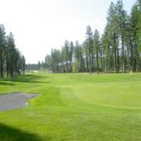A view of green with bunker on the left at Christina Lake Golf Club 