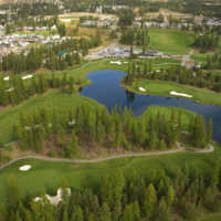 Bootleg Gap Golf - aerial view of the 7th green